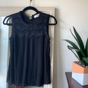 NWT LOFT black pleated sleeveless blouse top ✨